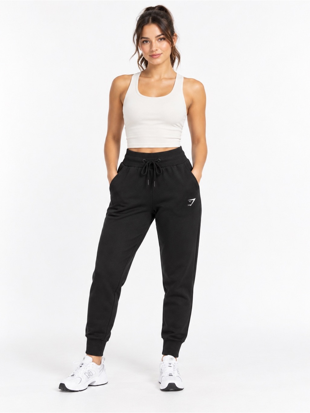 Gymshark High-Rise Black Jogger Sweatpants Size M Zip Pockets